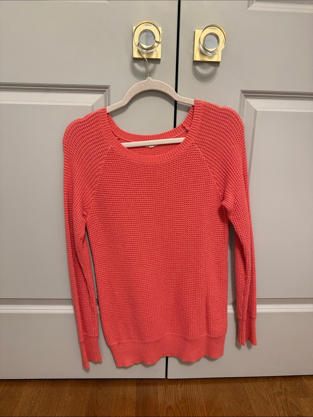 J. Crew Coral Knit Crewneck Sweater